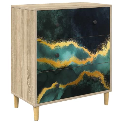 KPWENFBSL Commode WIJHE avec 3 tiroirs Sonoma turquoise 66 x 36,5 x 75 cm