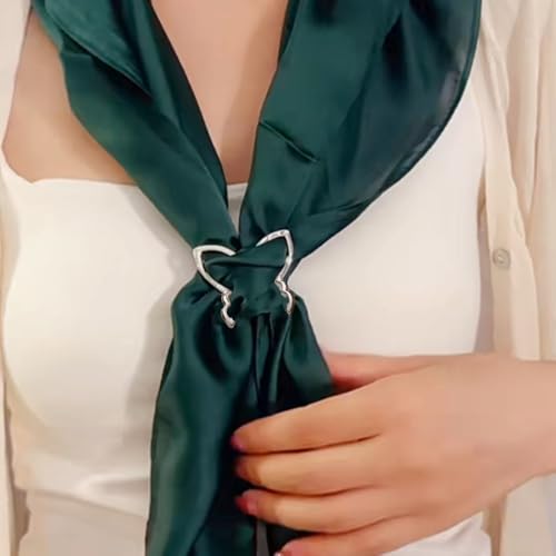 Image of Dainty Butterfly Silk Scarf Ring Brooch for Women Elegant Rhinestone Crystal Shawl Scarves Buckle Wrap Clip Exquisite Costume Accessories Decoration Wedding Holiday Jewelry