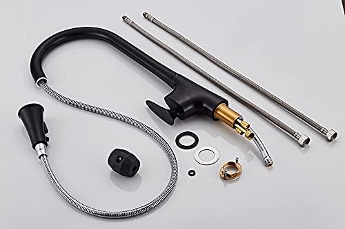 Robinet d'évier de cuisine noir col de cygne orientable - 3