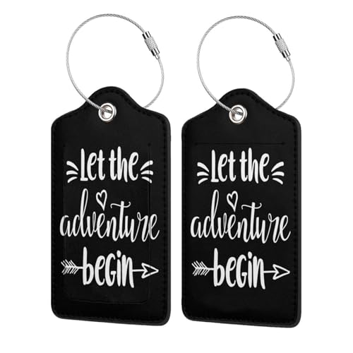 2 Pcs Let The Adventure Begin Luggage Tag for Suitcases, Adventure Awaits Party Decorations, Cruise Ship Essential Travel Gift for Couples Bride Groom Men Women, Funny Christmas Birthday Gifts2