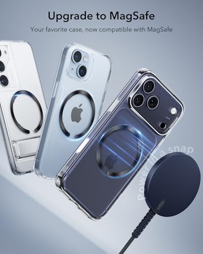 Image of ESR for MagSafe Sticker, MagSafe Ring, 2 Pack Metal Ring for Phone case, Universal Charger Conversion Kit for iPhone 17 /17e /16 /16e /15 /14 /13 /12, Pixel 10, S26+ /S26 Ultra /S24 /S23 /S22 /S21, Black & Silver