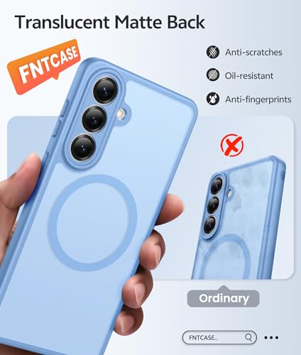 Image of FNTCASE for Samsung Galaxy S26 Case: [Fit for Magsafe] [Full Camera Protection & Screen Protector] Translucent Matte Military Grade - Shockproof Protective Phone Cover for Samsung S 26 - Light Blue