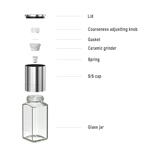Stainless Steel Salt Or Pepper Grinder - Top Spice Mill With Ceramic Blades, Brushed Stainless Steel And Adjustable Coarseness By Pepper Grinder (Single Package) #TOP3