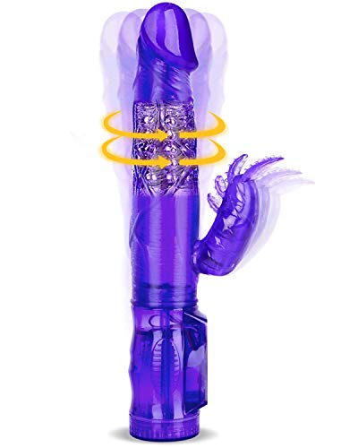 G-spot Rabbit Vibrator, BOMBEX Rotating Dildo Clitoral Stimulator for Beginner, Waterproof Orgasm Massager Classic Adult Sex Toy for Women (Purple)
