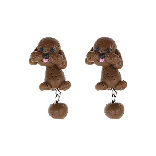 Pendientes de arcilla suave para niñas de TREESTAR, pendientes colgantes de regalo para hija, novia, perro caniche pequeño de 4,5 cm