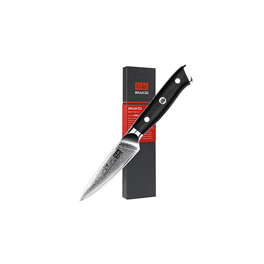 Paring-Knife-SHAN-ZU-Damascus-Steel-Fruit-Knife-4-Inch-Knives-High-Carbon-Super-Steel-Fruit-Carving-Knife-with-Gift-Box SHAN ZU Paring Knife, 4 Inch Japanese Steel Damascus Fruit Knife Professional Kitchen Knives High Carbon Super Steel Carving Knife with Gift Box