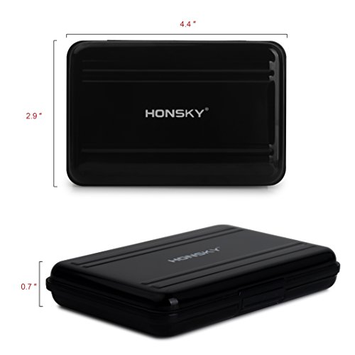 Honsky 2 Set Aluminum Water Resistant UHS-I SD Micro SD SDHC SDXC SecureDigital Memory Card Carrying Case Holder Organizer Box Keeper Computer Camera Media Storage Organization, Black