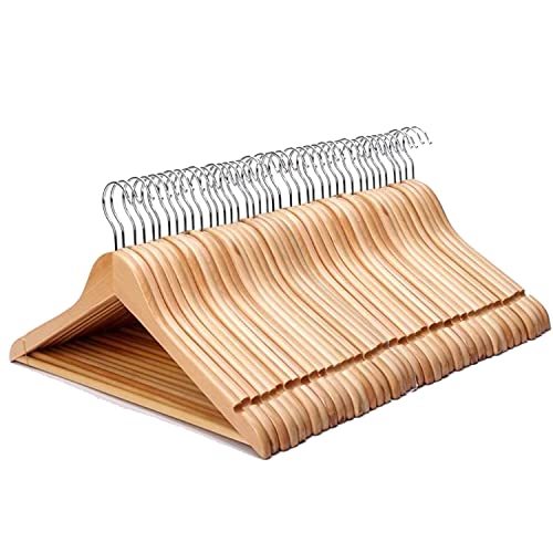 Straame Homeware | Pack of 40 Strong Brown Wooden Coat Hangers