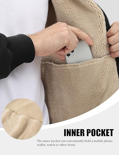 MAGCOMSEN Men's Fleece Hoodie Sherpa Jacket Full Zip Warm Fuzzy Windproof Winter Coats Hooded Outwear3