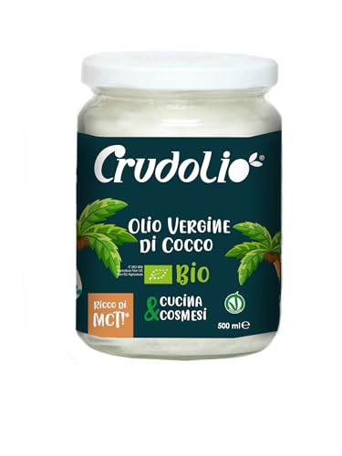 CRUDOLIO - Olio Di Cocco Vergine Bio 500ml. | Spremuto a freddo | Crudo, puro e 100% naturale | Keto | Vegan | MCT