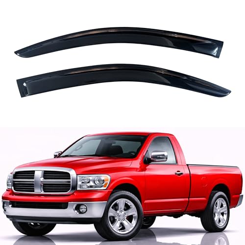 Image of KPY Rain Guards Fit for 2002-2008 Dodge Ram 1500 Standard Cab, Out-Channel Window Visors Vent Wind Deflectors 2PC, Truck Accessories for 2003-2009 Dodge Ram 2500 3500 Standard Cab (Single Cab Only)