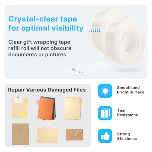 Image of OWLKELA 20 Rolls Tape Refills, Clear | Transparent Glossy Tape, All-Purpose, Ideal for Office, Home and School