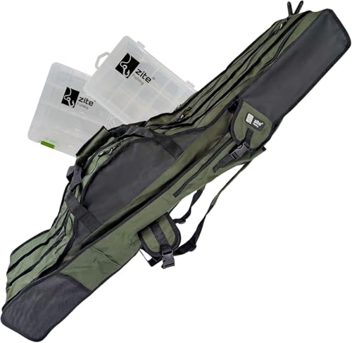 Zite Fishing Angeltasche Rutentasche 190 cm | Rod-Case Angelfutteral, Wasserabweisendes Rutenfutteral, 3 Fächer Rutenrucksack für Angelruten Angel Tasche Angeltaschen Angelrute Tasche Angelrutentasche