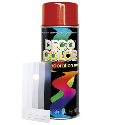 Craft-Equip DC 1 Stück Lackspray Glanz nach RAL in 400ml zur Lackierung von Auto Stahl Aluminium Beton Holz und Spritzmusterkarte (1 Dose in feuerrot Glanz RAL 3000 + Karte)