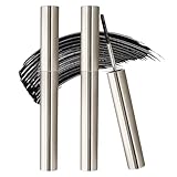 2 Pcs Iron Wand Mascara,3D Curling Mascara Black,Washable Bristleless Metal Brush,Waterproof Smudge-Proof Long-Lasting for Bold Defined Lashes