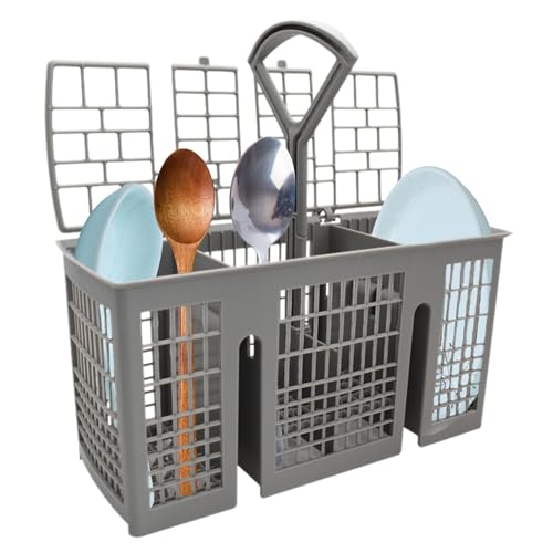 DASNTERED Geschirrspüler-Besteckkorb Geeignet für Bosch, Universal-Spülkorb für Geschirrspüler, Abnehmbarer Griff, klappbarer Gitterdeckel, Küchenzubehör Ersatzteil Korb für Geschirrspüler(Grau)