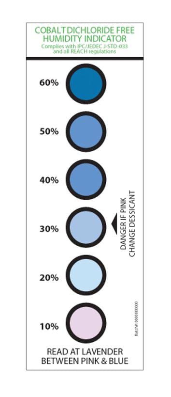Humidity Indicator Card, 6 SPOT, CD Free, Humidity Indicator Cards, Qty.200 | MC3090072