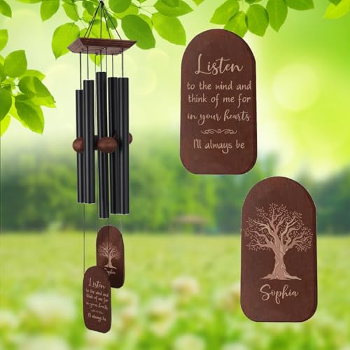 Image of ASTARIN Personalized Wind Chimes for Loss of Loved One, Custom Memorial Sympathy Windchime, Sympathy Gifts for Loss of Loved Dad Mom Son, Customized Deep Tone Wind Chime Condolences Funeral