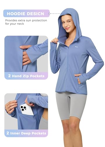 Willit Women's UPF 50+ Sun Protection Shirts UV Long Sleeve Zip Hoodies SPF Lightweight Jacket Hiking Outdoor with Pockets4