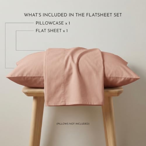 Image of Blue Dahlia 100% Cotton, Single Bedsheet (60 inch x 90 inch) +1 Pillow Cover, Percale Weave, 200TC Solid Premium Bedsheet, Colour: Peach