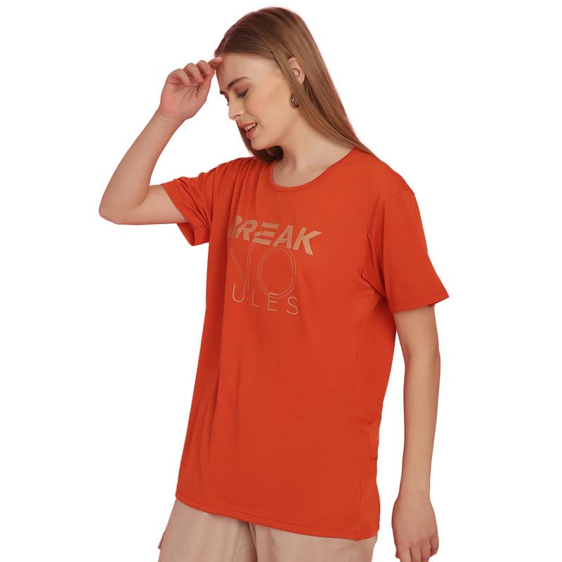 Image of Round Neck Cotton Printed Women Regular Fit Tshirt-P1950