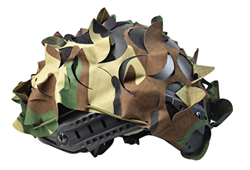 Breathable Mesh Camo Camouflage Tactical Helmet Cover Outdoor Airsoft Paintball Tactical Military Gear Combat Fast Helmet Cover In Size M/L (Net Woodland) #TOP3