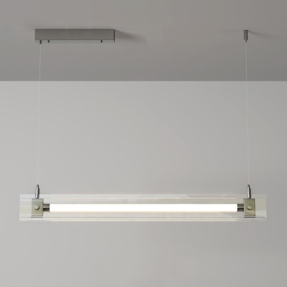 Lampe suspendue linéaire en acier inoxydable pour table de séjour