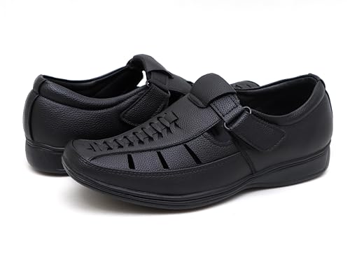 Image of Faux Leather Sandals for Men | Closed Fisherman Sandal