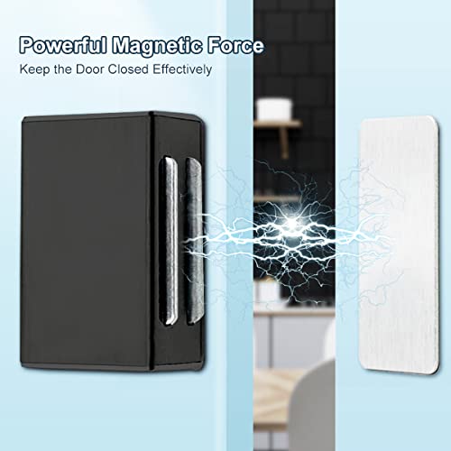 Image of Magnetic Door Catch AOSITE 12 Pack Bulk, 17LB Strong Tool-Free Installation Cabinet Magnets for Cabinet, Cupboard, Wardrobe, Drawer & Pantry Door, Self-Adhesive Black Stainless Steel Catches