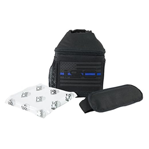 ISOJUG Thin Blue Line Insulated One Gallon Water Jug Holder Cover with ISOBRICK Ice Pack & Shoulder Strap