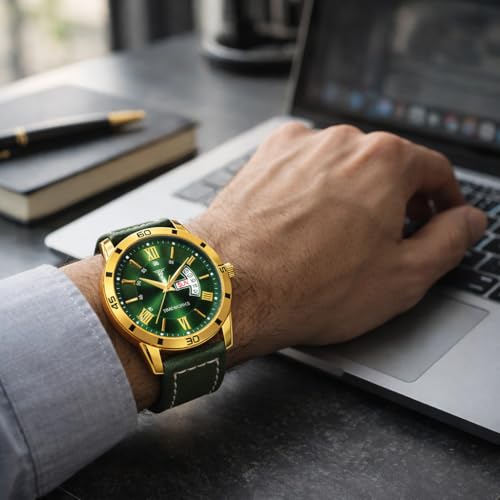 Image of TIMEWORKS Stainless Steel Designer Golden Round Shape Day & Date Dial Men's & Boy's Analog Watch, Band Color:Gold