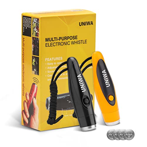 Image of UNIWA Electronic Whistles, 2 Pack Handheld 3 Tone High Volume Electric Whistle with Lanyard for Teacher Coach Referee, Loudest Emergency Whistle Volleyball Soccer Sports Whistle