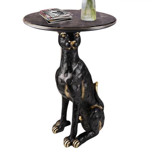 Xorgeximo Labrador Side Table, Animal Accent Table, Realistic Sitting Dog Sculpture End Table, Gorilla Leopard Poodle Coffee Table, Home Decor(Gold)