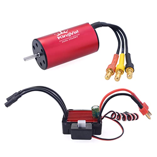 KingVal Replacement 2040 3900KV Waterproof Brushless Motor Shaft 2.3mm with 25A Brushless ESC Combo Compatible with 1/16 1/18 RC Car