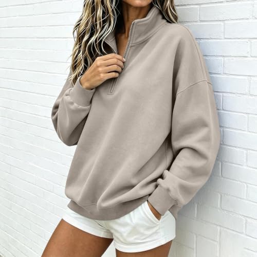FPMLUXLL Women's Quarter Zip Sweatshirts Long Sleeve Pullover Sweatshirt - image 3