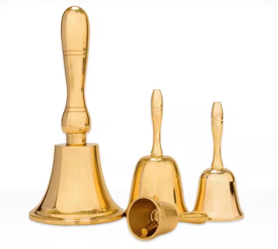 Hand-Service anrufen Glocken Tee Speise Glocken Messing Gold Weihnachten Retro Bar Restaurant Passing Gerichte Glocke Pet Training Glocke Home Furnishing(Gold,3 inches(7.3*17cm))