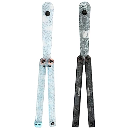 JOJOCY 2PCS Practice Plastic Butterfly Knife Trainer Integral Channel Handle Matched with Copper Washer Integral Channel Handle Practice Training Tool