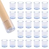24 Stück Stuhlbeinkappen Transparent, Stuhlbeinschoner Rund Kunststoff Fußkappen Geräuschreduzierung Schutzkappen für Stuhlbeine(Durchmesser 16mm)