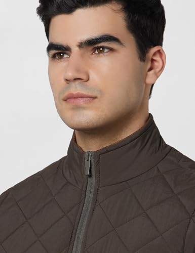 Image of Qube By Fort Collins Men's Sleeveless Jacket - Diamond Quilted Padded Vest for Men | Full Zip High Neck Half Jacket with Stand Collar & Side Pockets for Winter Wear, Office, Travel & Daily Use