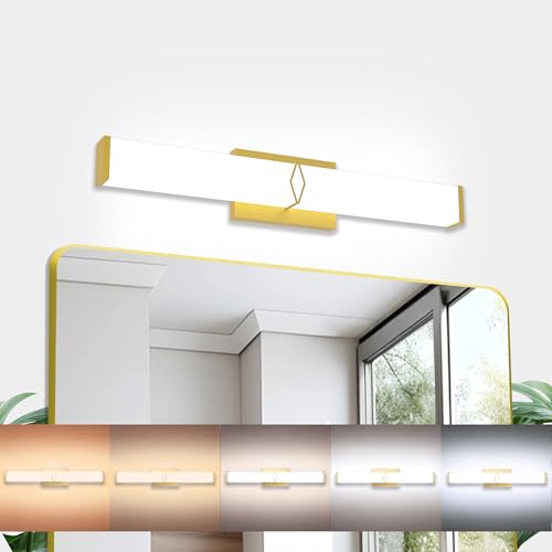 Image of 24 Inch Bathroom Vanity Light 2500LM, AC 120V 5CCT Modern Bathroom Lighting Fixtures Over Mirror Dimmable, 25W Gold LED Vanity Lighting Fixtures Wall Sconce ETL Certified, 1Pack