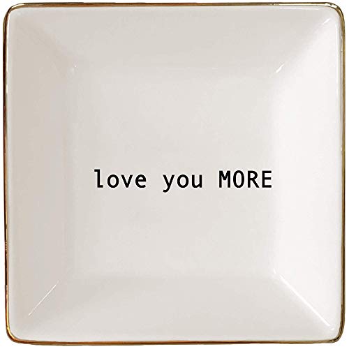 Love You More Gift | Jewelry Ring Holder | Elegant Trinket Tray Organizer Dish by Simply Charmed