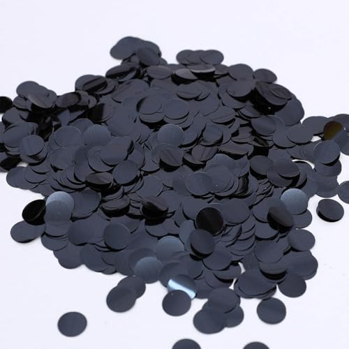 Image of Black Metallic Foil Confetti(0.59 inch) Round Dots Glitter Table Confetti for Party Wedding Decorations,2.11 OZ per pack