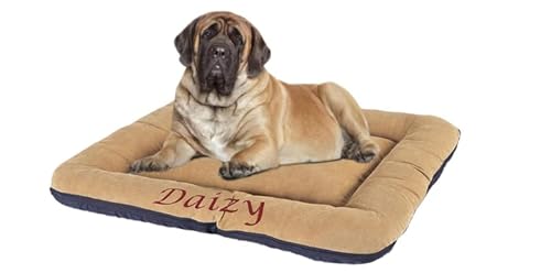 Personalized Passion Dog Bed with Custom Embroidered Name - Super Soft Pet Beds for Dogs and Cats - Red Puppy Mattress with Removable Washable Cover & Non-Skid Bottom - Large 22"x29"