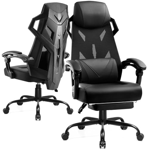 COMHOMA Chaise de Bureau Ergonomique avec Soutien Lombaire réglable - Chaise pivotante avec Appui-tête - Dossier Confortable - Fauteuil de Direction avec accoudoirs connectés
