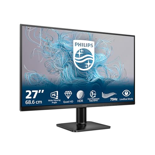 Philips Monitors 27E2N1500L 27 cali QHD, 75 Hz, IPS, 1 ms MPRT, Adaptive Sync, HDR10, (2560 x 1440, HDMI 1 x 1,4, DP 1 x 1,4), Czarny