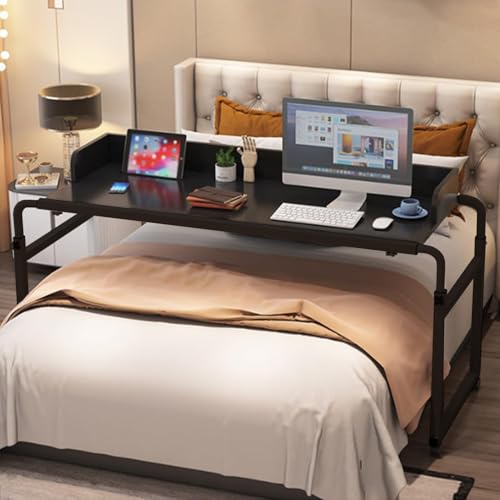 Mesita de noche ajustable para laptop con ruedas, mesa de noche rodante para trabajo de computadora, carrito de noche multifunción con 4 ruedas, mesita de noche negra (color: negro +)