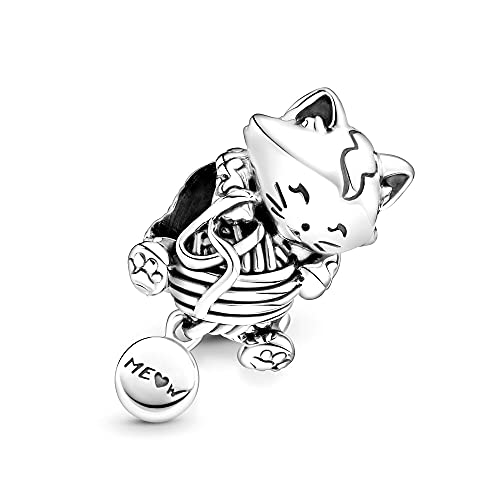 Kitten & Yarn Ball Charms 925 Sterling Silver Meow Pendant for Bracelets4