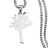DIOWUS Tree Stainless Steel Necklace for Women Man,Tree of Life Leafless Tree Tattoo Hiphop Punk Rock Family Tree Pendant Necklace Jewellery Gifts (Tree-silver)