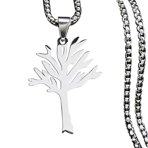 Tree Stainless Steel Necklace for Women Man,Tree of Life Leafless Tree Tattoo Hiphop Punk Rock Family Tree Pendant Necklace Jewellery Gifts