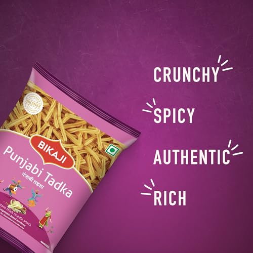 Bikaji Punjabi Tadka Snack Mix – 7.05 oz & Shoestring Potato Sticks – Spicy Thick Potato Noodle Snack | Crunchy & Savory Ready-to-Eat Indian Snacks | Healthy Snacks, Protein-Rich, Tea-Time, Bar & Party Snacks for Adults | Authentic Namkeen with Bold Spices, Made with Premium Indian Ingredients